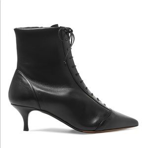 Tabitha Simmons black leather lace up booties